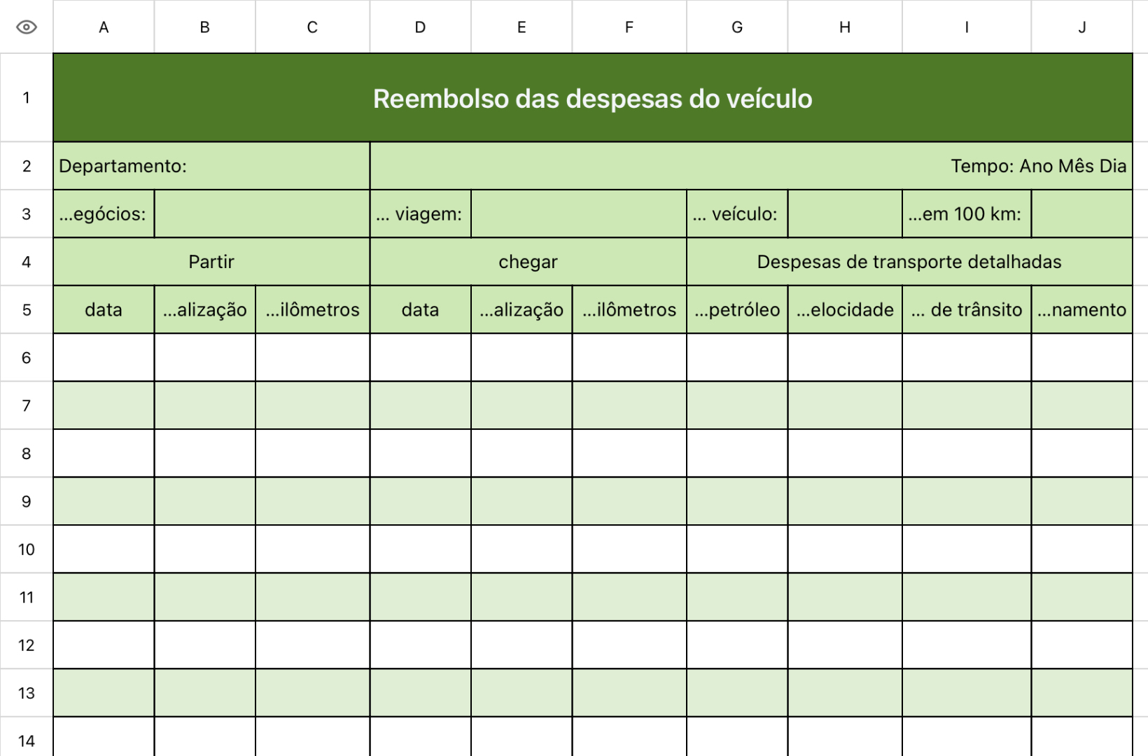Carta de reembolso das despesas do automóvel